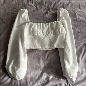 Princess Polly white puff sleeve crop top